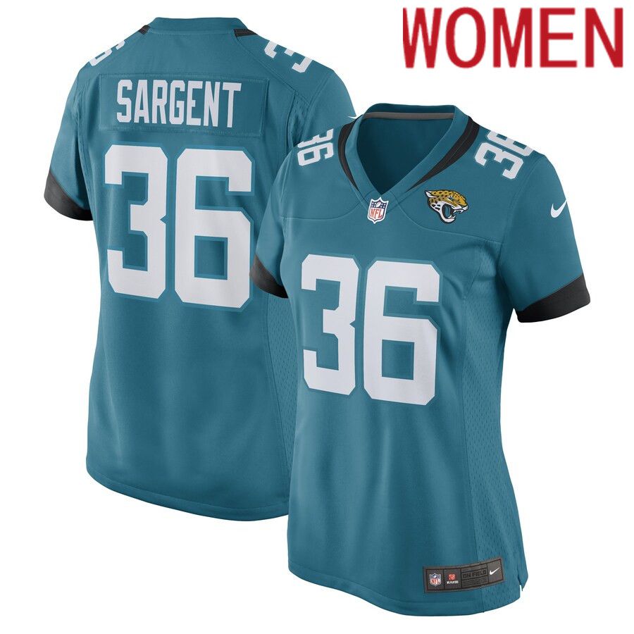 Women Jacksonville Jaguars 36 Mekhi Sargent Nike Teal Game Player NFL Jersey